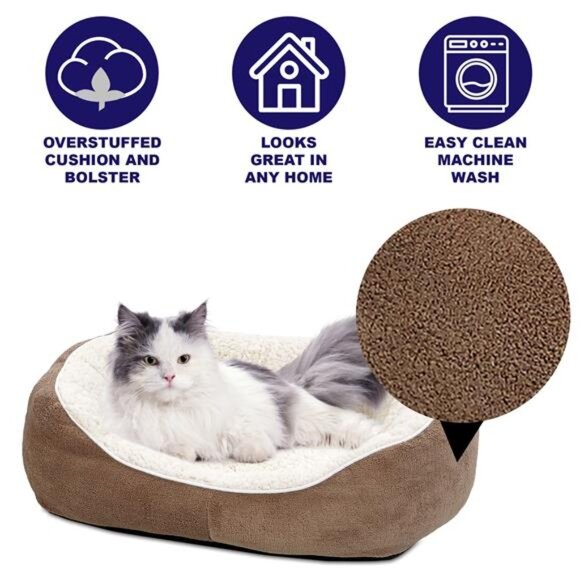 Cuddle Dog Bed, Ultra-Soft Fleece Dog & Cat Bed, Small: 22.5"L x 18"W x 6.5 - Picture 2 of 6
